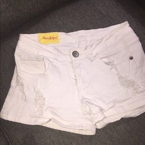 White ripped jeans short